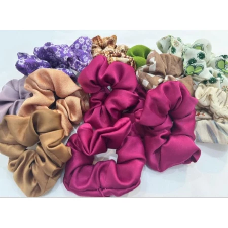 Gambar 10pcs scrunchie mini ikat rambut kain kecil